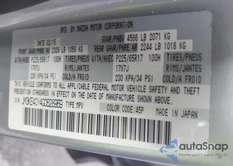 2016 Mazda Cx-5 Touring z USA, uszkodzony, nr VIN JM3KE4CY4G0628969